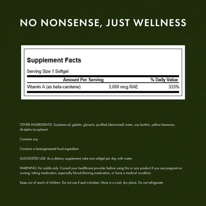 Swanson Beta-Carotene 3000 mcg - Vitamin A for Immune, Eye & Skin Health | 250 Softgels