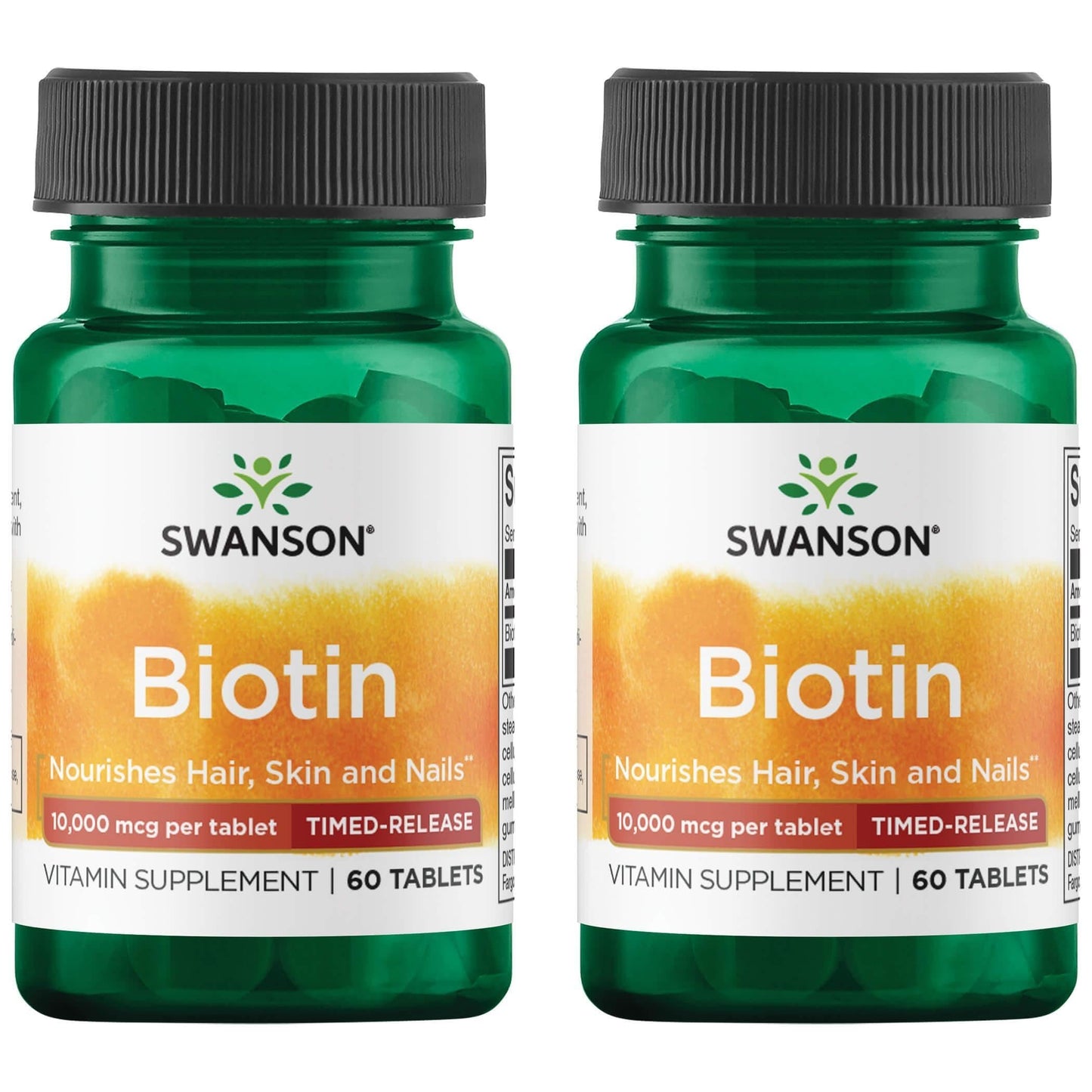Swanson Biotin Timed-Release 10,000 mcg - 60 Tabs (2 Pack) | Hair, Skin & Nails