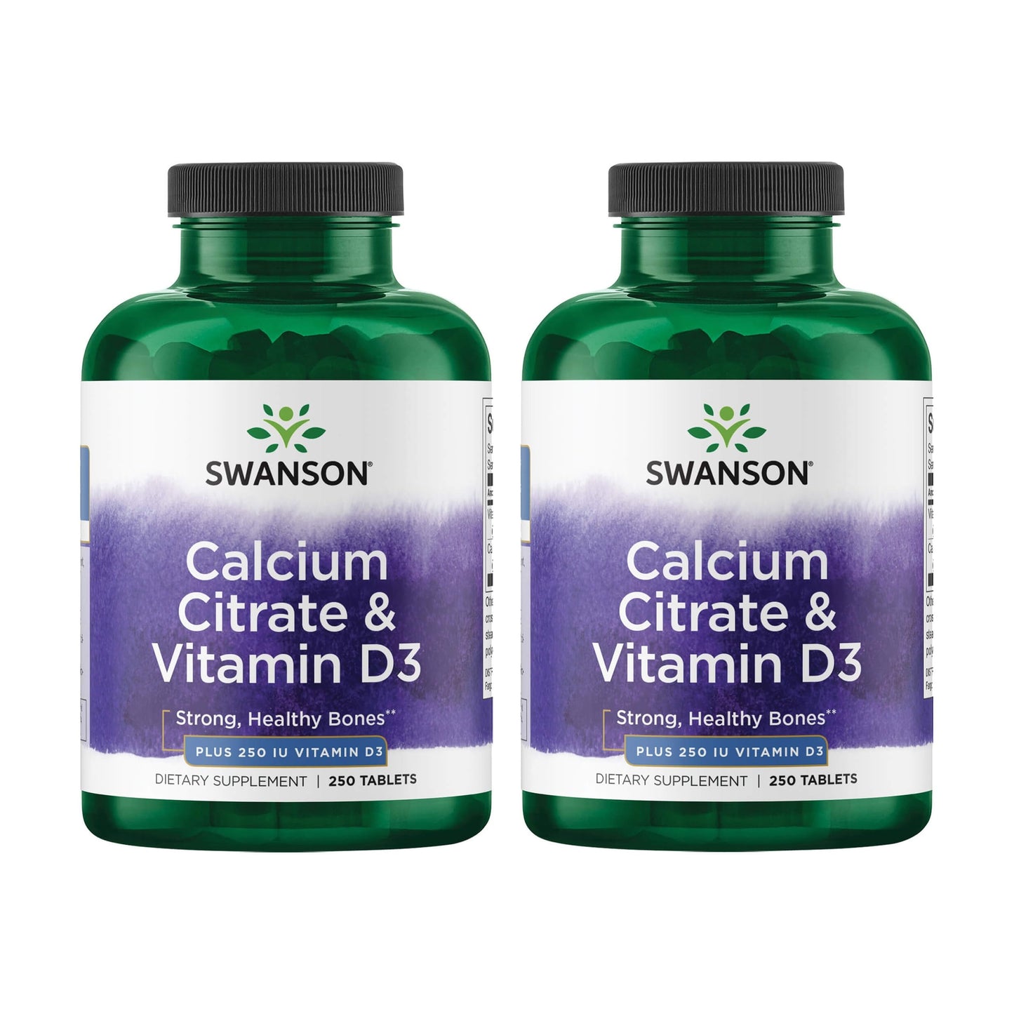 Swanson Calcium Citrate & Vitamin D3 250 Tabs (2 Pack) | Calcium Supplement