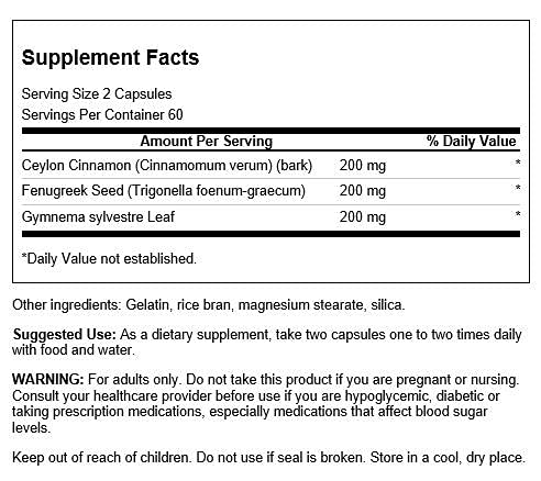 Swanson Full Spectrum Cinnamon, Fenugreek & Gymnema 120 Capsules | Metabolic Support