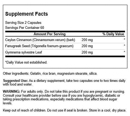 Swanson Full Spectrum Cinnamon, Fenugreek & Gymnema 120 Capsules | Metabolic Support