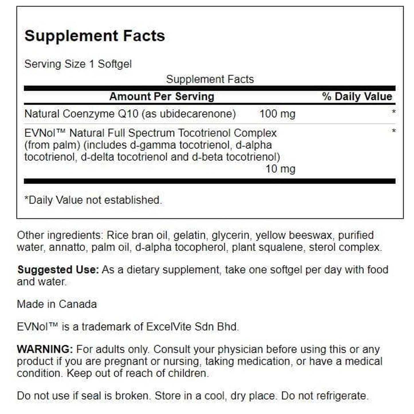 Swanson CoQ10 100 mg with 10 mg Tocotrienols – 60 Softgels