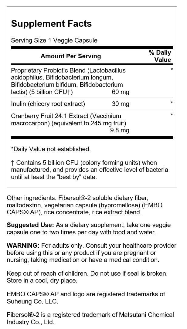 Swanson Cranberry Probiotic 5 Billion CFU - 60 Veg Capsules