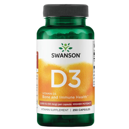 Swanson Vitamin D3 2000 IU – Bone & Immune Support (250 Caps)