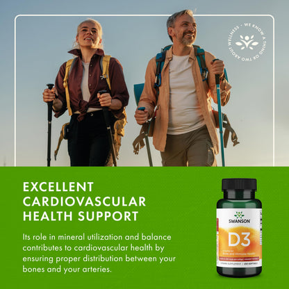 Swanson Vitamin D3 Softgels 250 Count – 2 Pack for Bone Health & Immune Support