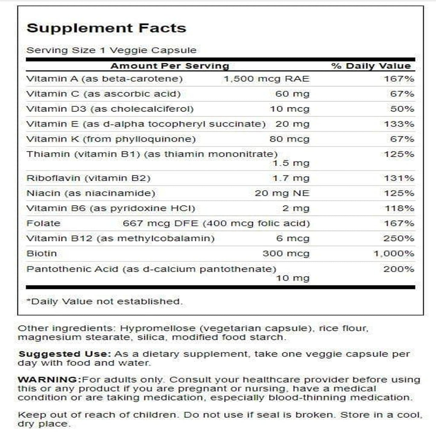 Swanson Daily Multivitamin Without Minerals - 30 Veg Capsules (Vegetarian)