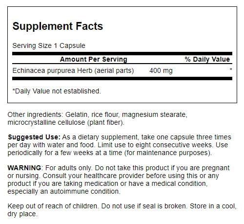 Swanson Echinacea 400 mg - 180 Capsules | Immune Support