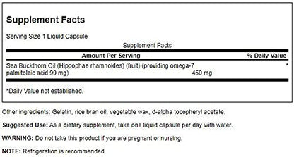 Swanson EFA Omega-7 Oil 450MG | 30 LIQ CAPS | Non-GMO