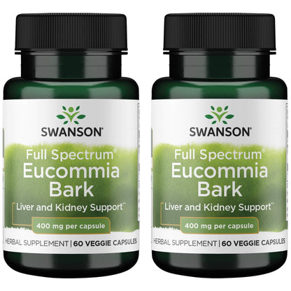 Swanson Full Spectrum Eucommia Bark 400 mg – 60 Veg Caps (2 Pack)