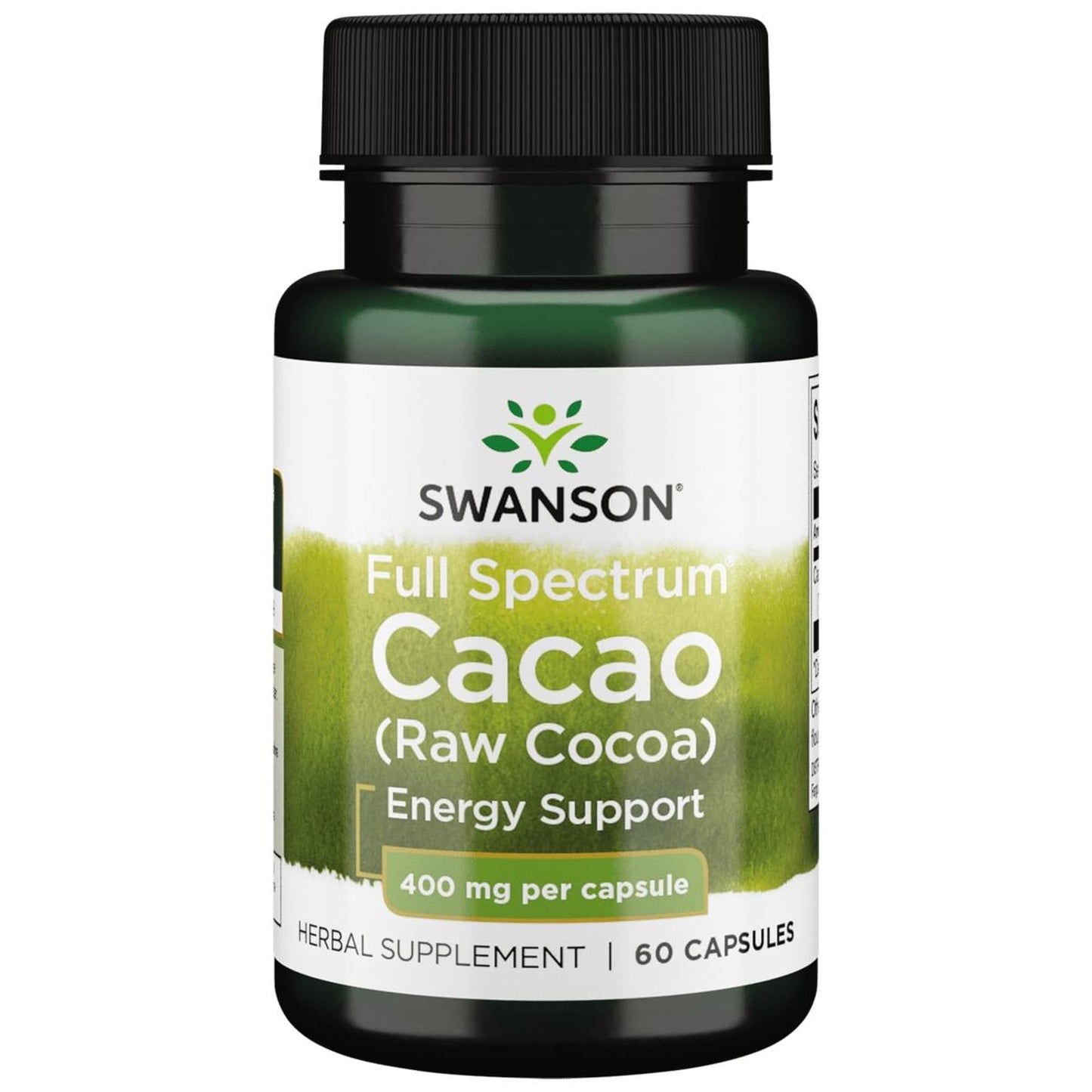 Swanson Full Spectrum Cacao (Raw Cocoa) – Herbal Energy Support, 60 Capsules (400 mg Each)