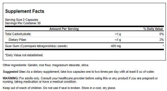 Swanson Full Spectrum Guar Gum 400 mg 60 Caps (2 Pack) | Swanson Health