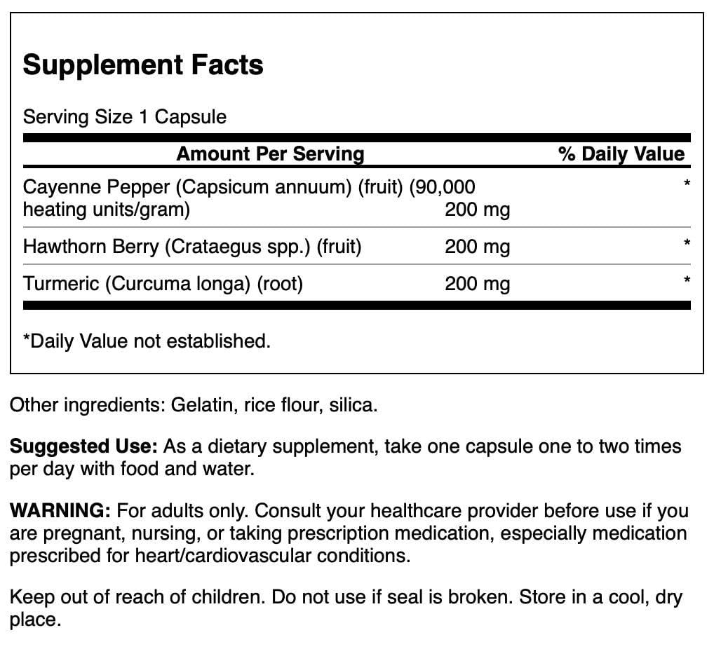 Swanson Full Spectrum Turmeric Hawthorn & Cayenne 60 Capsules