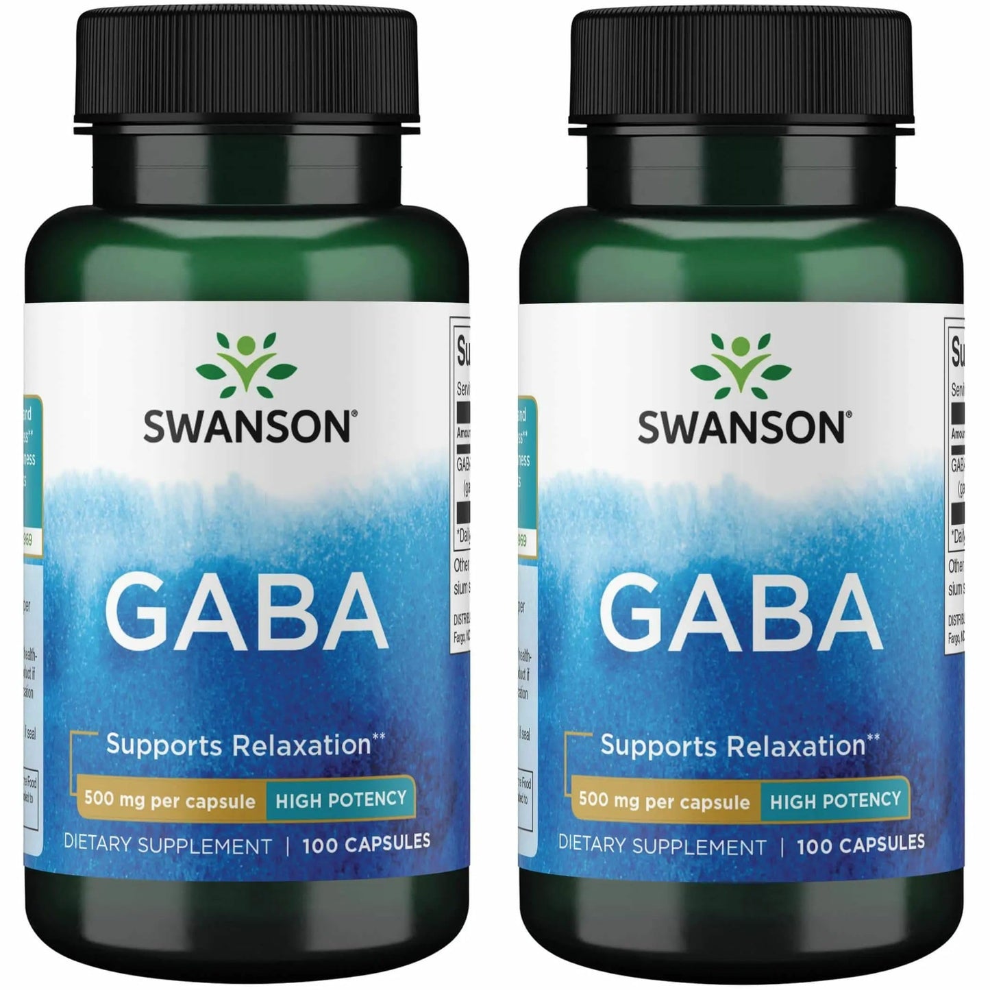 Swanson GABA 500mg – Calm, Relaxation & Sleep Support (2 Pack, 100 Caps)
