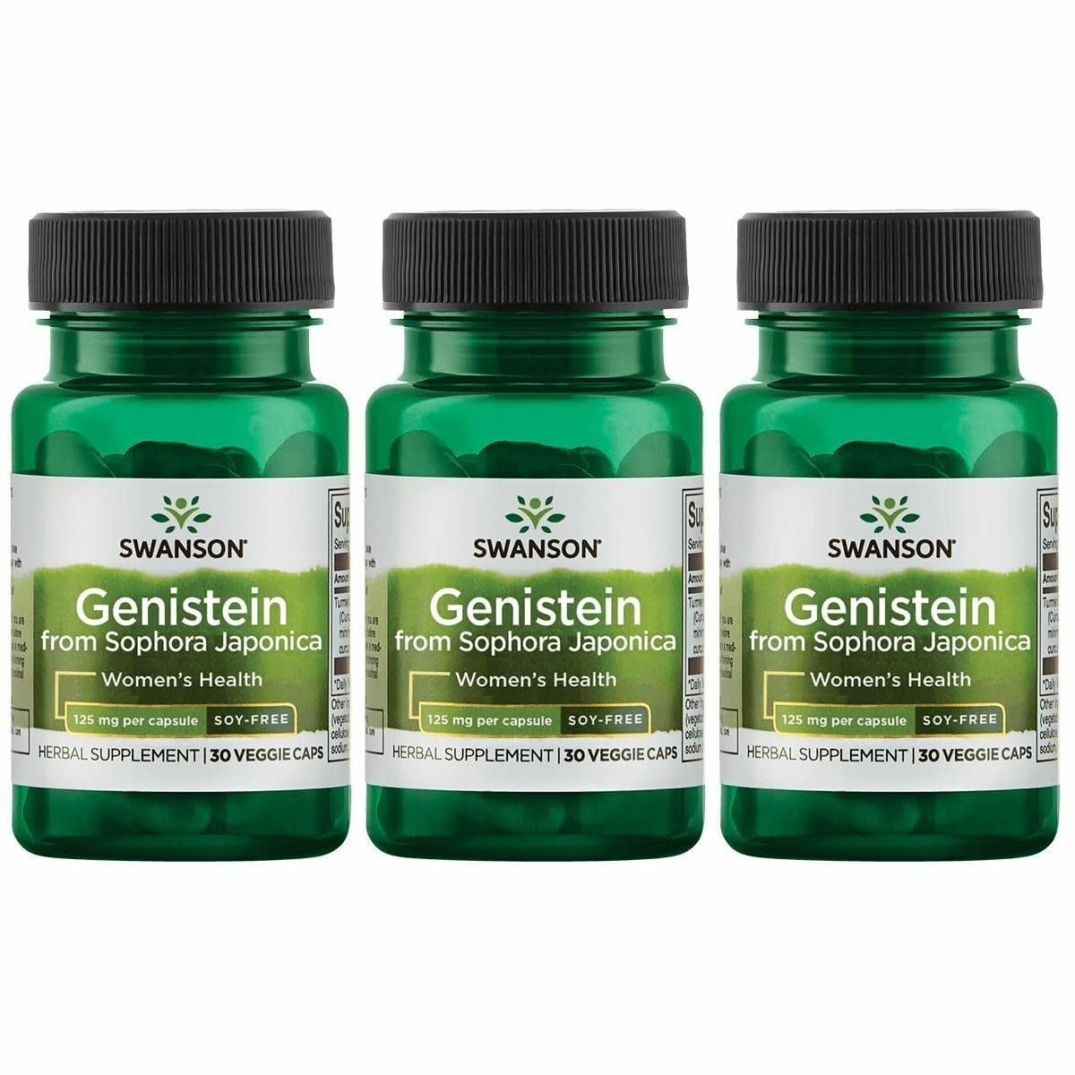 Swanson Soy-Free Genistein — Plant-Based Women’s Wellness Supplement (60 Veggie Capsules, 125 mg) 3 Pack