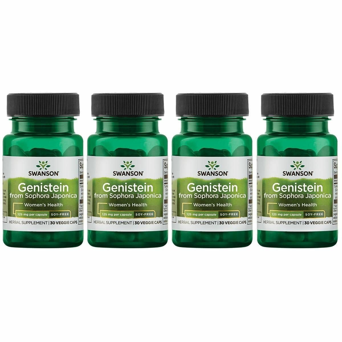 Swanson Soy-Free Genistein for Women | Plant-Based 125mg Genistein, 60 Veggie Capsules | 4 Pack
