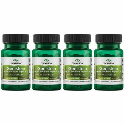 Swanson Soy-Free Genistein for Women | Plant-Based 125mg Genistein, 60 Veggie Capsules | 4 Pack