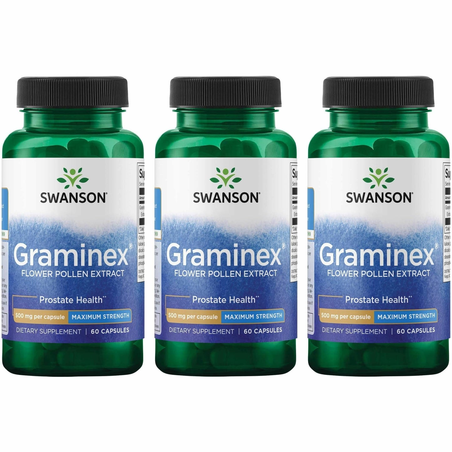 Swanson Graminex Flower Pollen Extract – Prostate & Urinary Health (60 Capsules, 500 mg) – 3-Pack