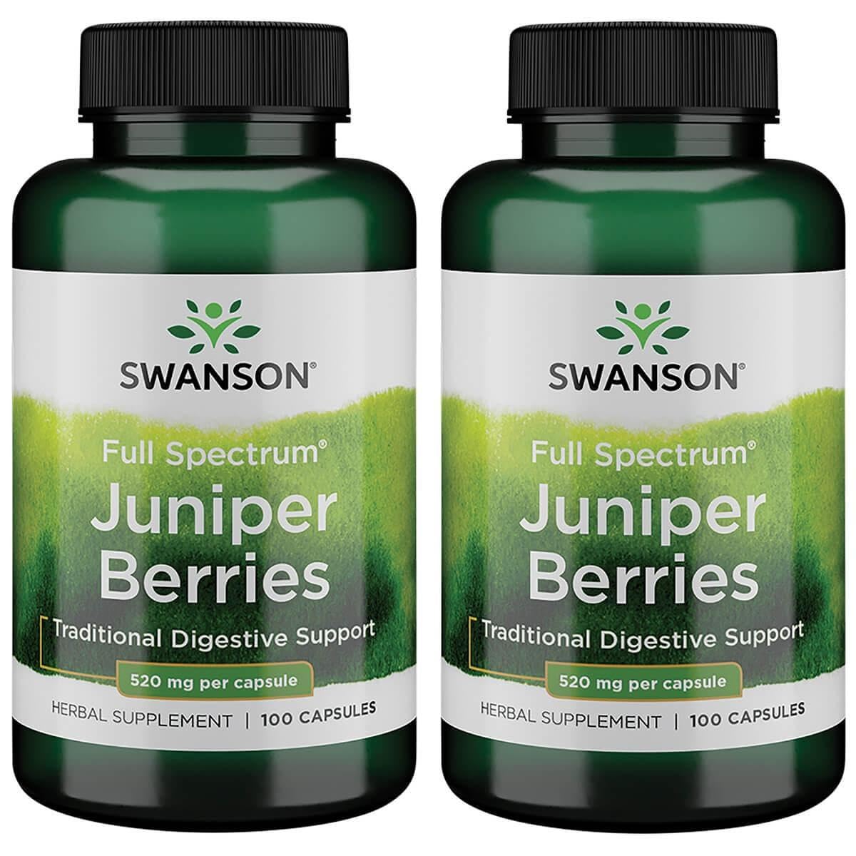 Swanson Juniper Berries 520 mg - Digestive & Immune Support (2 Pack, 100 Capsules)