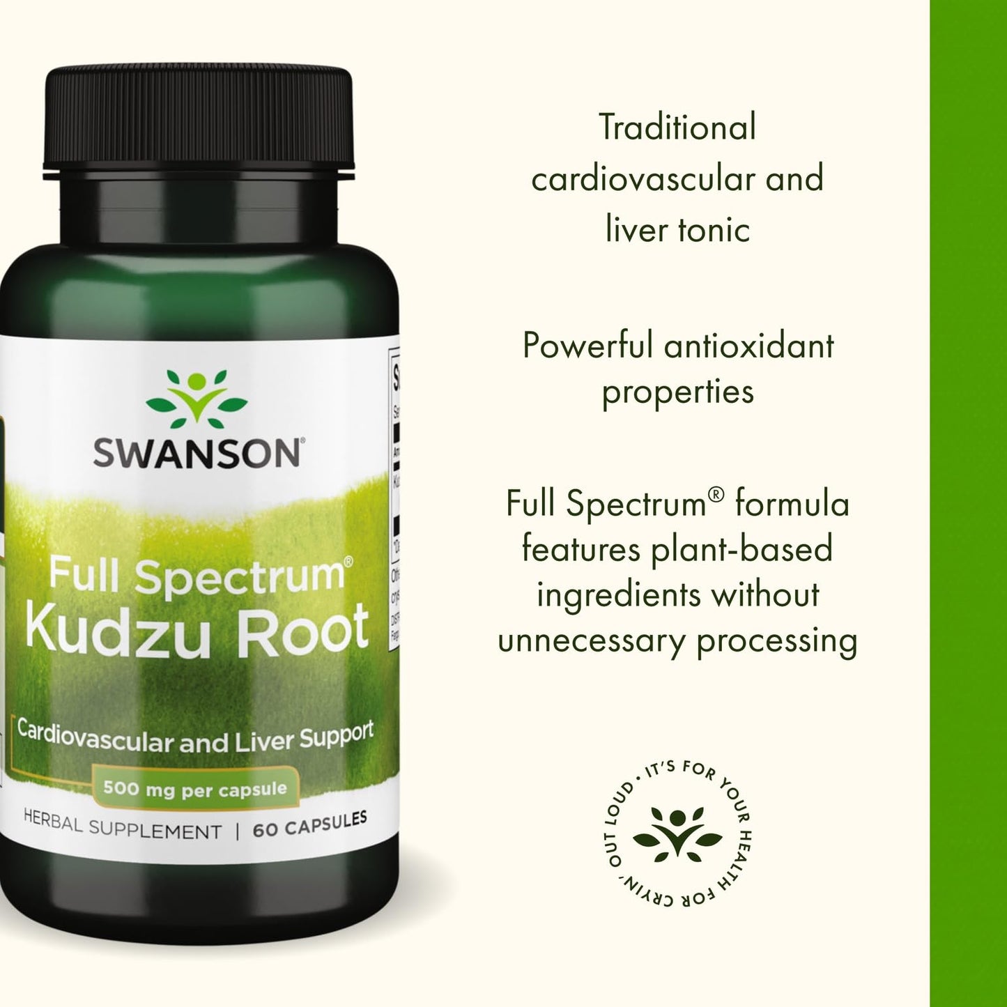 Swanson Full Spectrum Kudzu Root – Herbal Supplement for Heart & Liver Health – May Support Blood Pressure & Cholesterol – 60 Capsules 500 mg – 2 Pack