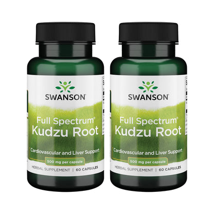 Swanson Full Spectrum Kudzu Root – Herbal Supplement for Heart & Liver Health – May Support Blood Pressure & Cholesterol – 60 Capsules 500 mg – 2 Pack