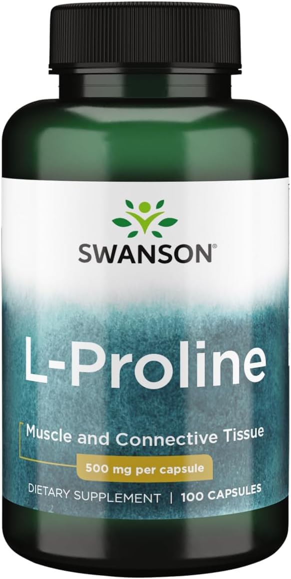 Swanson L-Proline 500 mg — Collagen & Connective Tissue Support, 100 Capsules