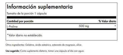 Swanson L-Proline 500 mg — Collagen & Connective Tissue Support, 100 Capsules