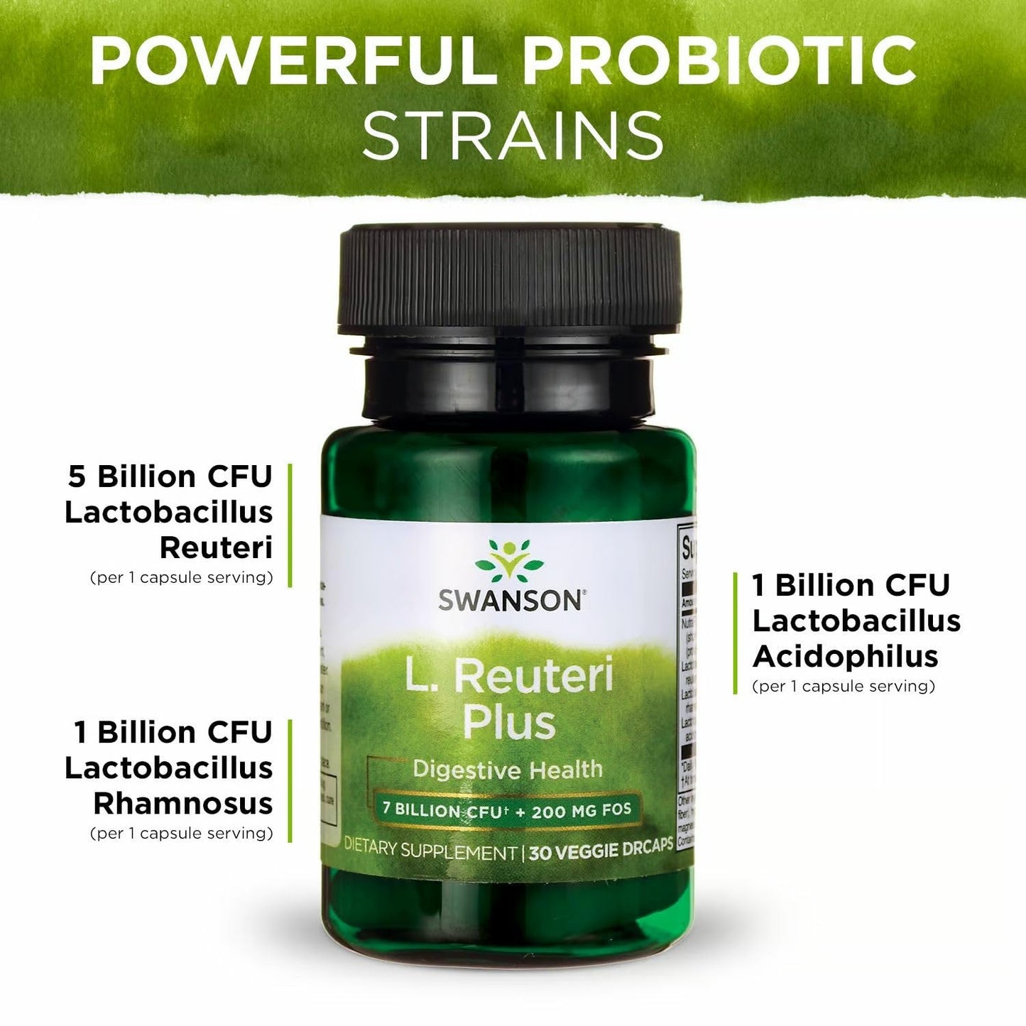 Swanson L. Reuteri Probiotic Plus with L. Rhamnosus, L. Acidophilus & FOS Prebiotic – 7B CFU per Capsule, 30 Veggie Capsules (4 Pack)