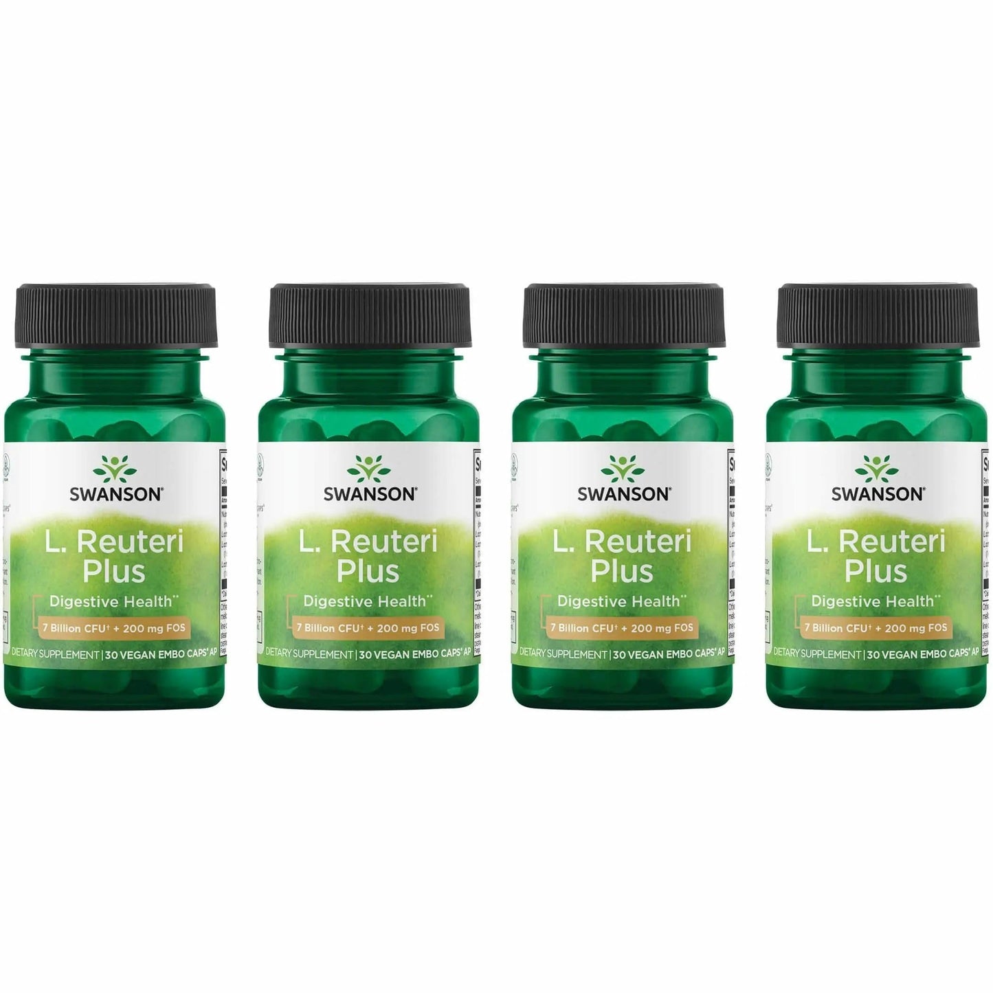 Swanson L. Reuteri Probiotic Plus with L. Rhamnosus, L. Acidophilus & FOS Prebiotic – 7B CFU per Capsule, 30 Veggie Capsules (4 Pack)