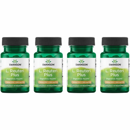 Swanson L. Reuteri Probiotic Plus with L. Rhamnosus, L. Acidophilus & FOS Prebiotic – 7B CFU per Capsule, 30 Veggie Capsules (4 Pack)