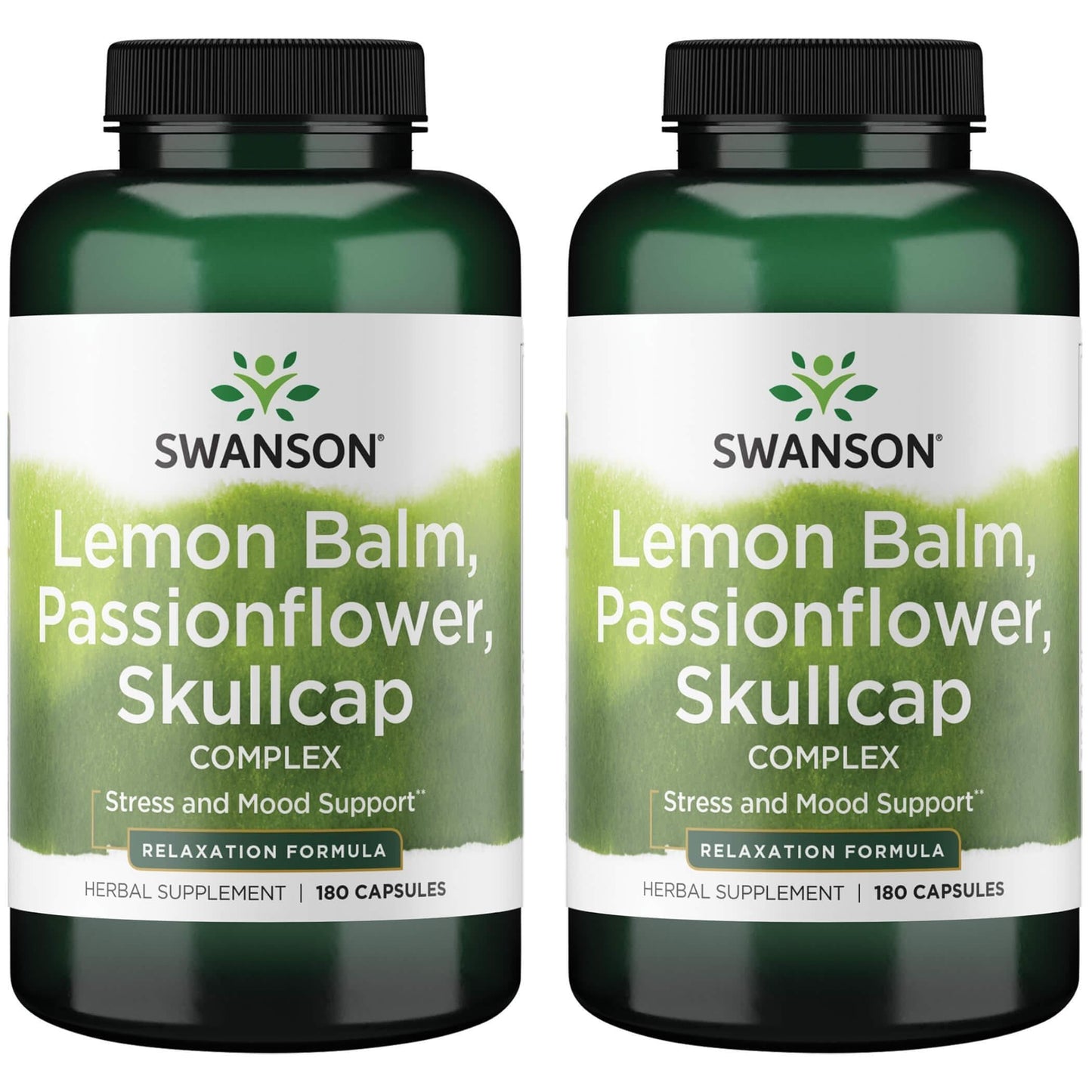 Swanson Lemon Balm Passion Flower Skullcap Complex 180 Caps 2-Pack