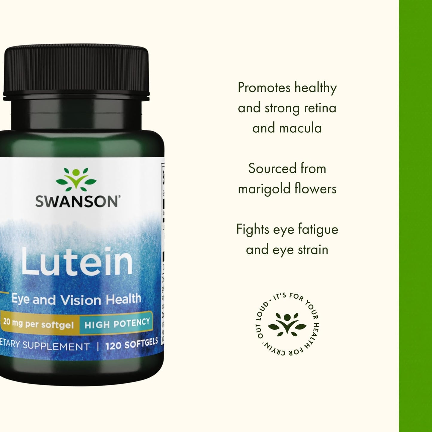 Swanson Lutein 20 mg – 120 Softgels | Eye Health Supplement