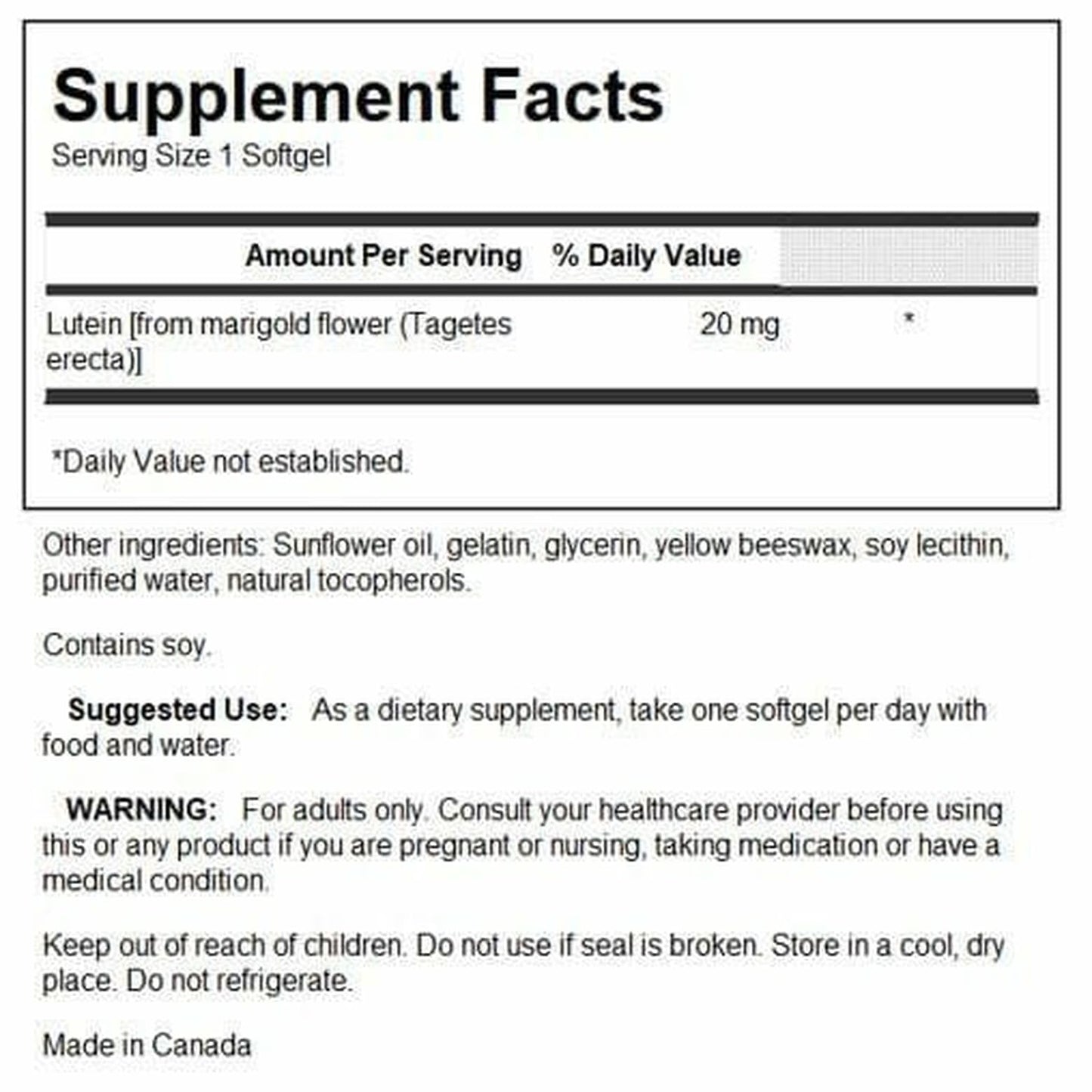 Swanson Lutein 20 mg – 60 Sgels | Vision Support & Eye Health