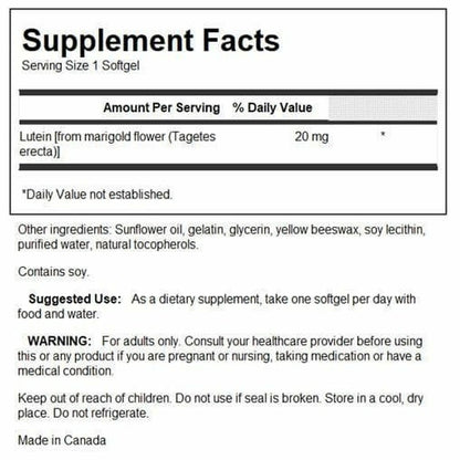 Swanson Lutein 20 mg – 60 Sgels | Vision Support & Eye Health