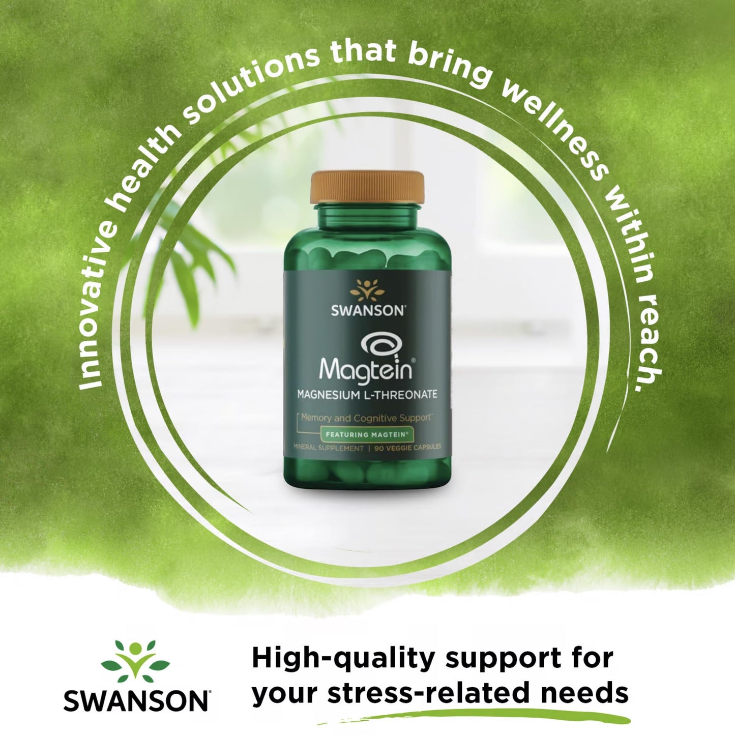 Swanson Magnesium L-Threonate – Brain Health Mineral Supplement (90 Veggie Capsules) 2-Pack