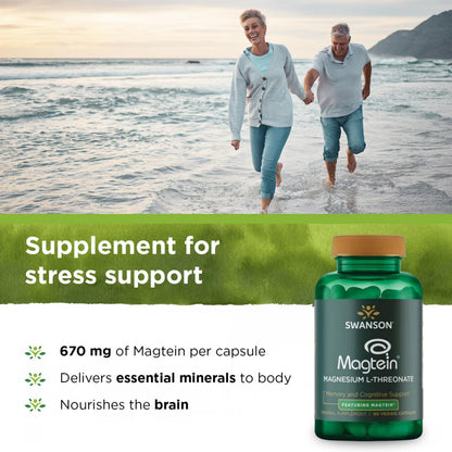 Swanson Magnesium L-Threonate – Brain Health Mineral Supplement (90 Veggie Capsules) 2-Pack