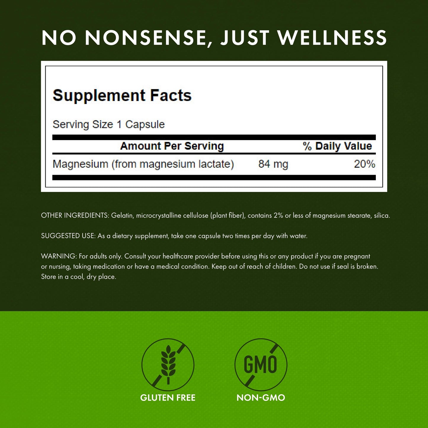 Swanson Magnesium Lactate - Lactose-Free Magnesium with Gentle Absorption | 4-Pack (480 capsules)