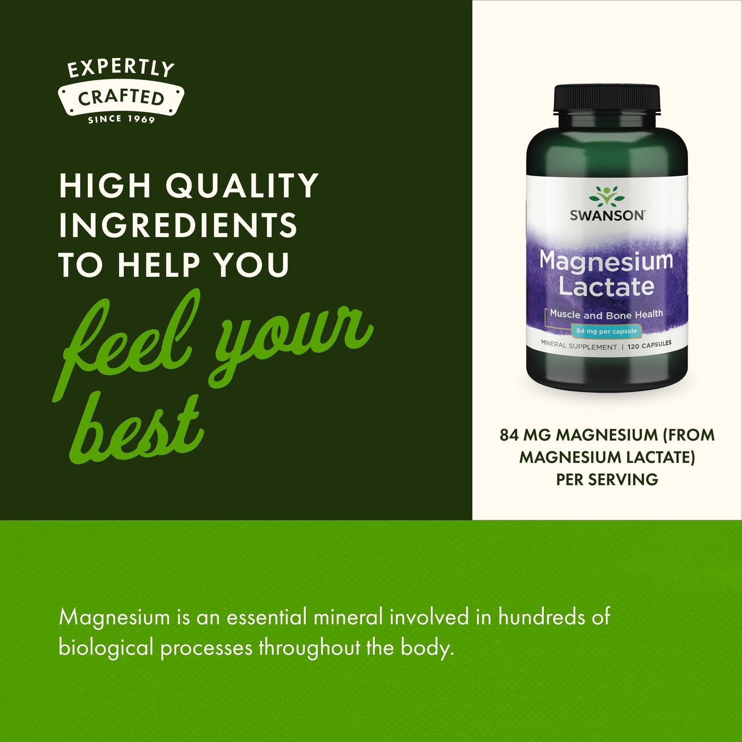 Swanson Magnesium Lactate – Gentle Lactate Magnesium for Muscle & Bone Support | 3 Pack