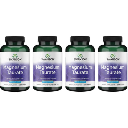 Swanson Magnesium Taurate Mineral Supplement - 120 Tablets (100 mg) - 4 Pack