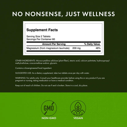Swanson Magnesium Taurate Mineral Supplement - 120 Tablets (100 mg) - 4 Pack