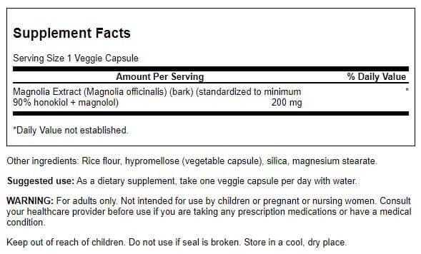 Swanson Magnolia Bark Herbal Supplement – Digestive & Nervous System Support (30 Veggie Capsules, 200mg) 2 Pack