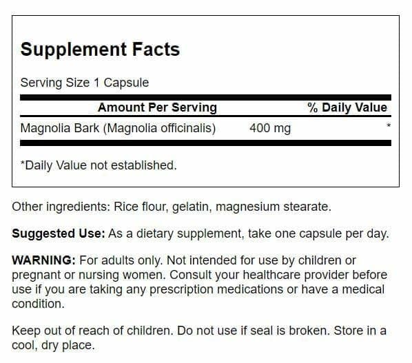 Swanson Magnolia Bark 60 Caps (400 mg) - Digestive & Nervous System Support