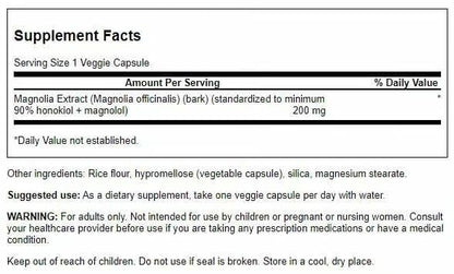 Swanson Magnolia Bark Herbal Supplement – Nervous System & Digestive Support (30 Veggie Capsules, 200mg) 4 Pack
