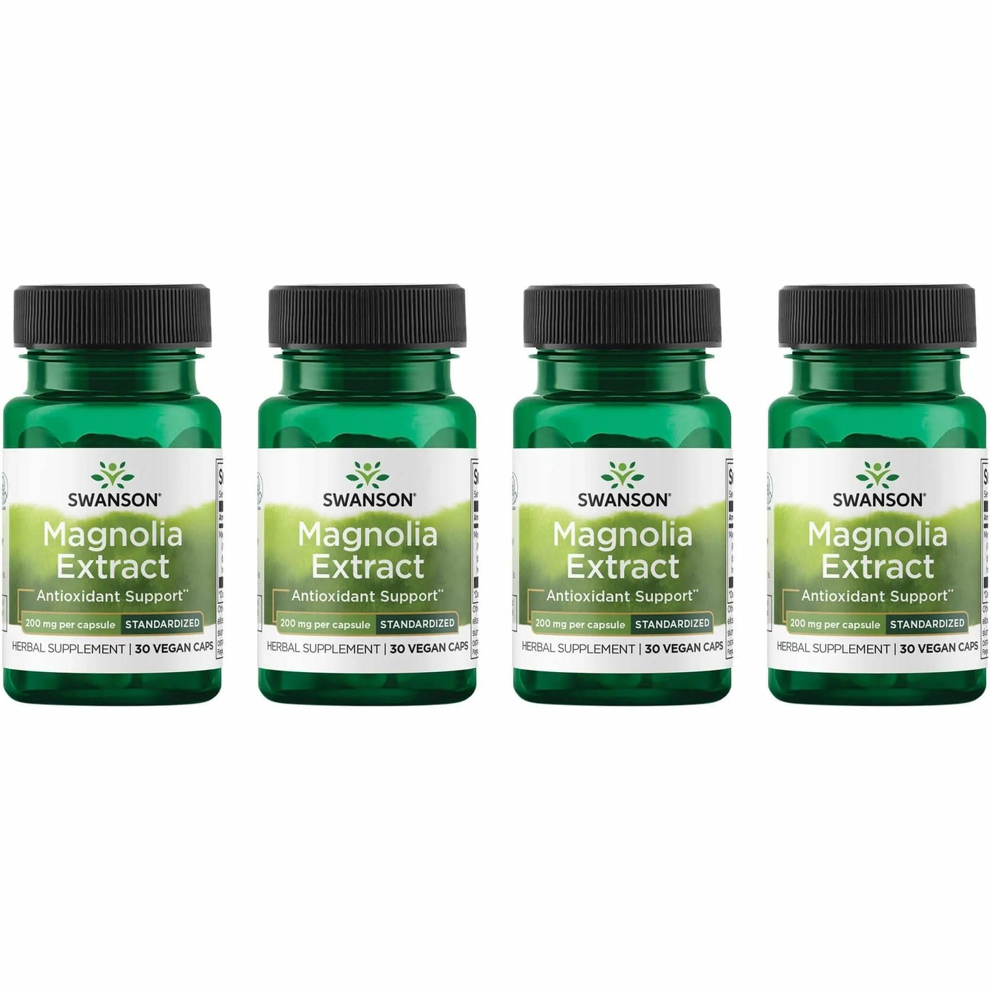 Swanson Magnolia Bark Herbal Supplement – Nervous System & Digestive Support (30 Veggie Capsules, 200mg) 4 Pack