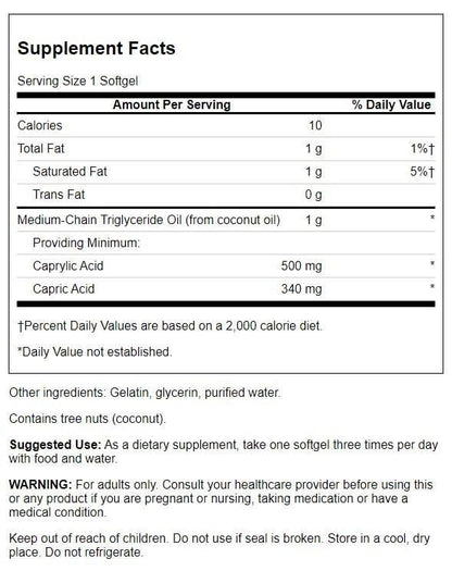 Swanson Pharmaceutical Grade MCT Pure 1000 mg - 90 Softgels