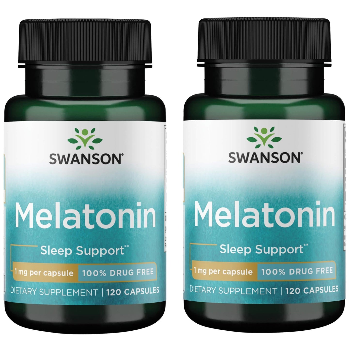 Swanson Melatonin - 1mg Sleep Support - 120 Capsules, 2 Pack