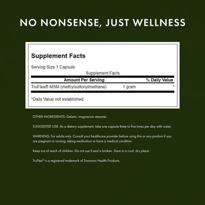 Swanson MSM 1000mg 240 Capsules - Joint Health & Mobility (2 Pack)