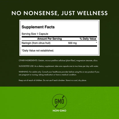 Swanson Naringin 500 mg | 60 Capsules (4 Pack) – Grapefruit Bioflavonoid