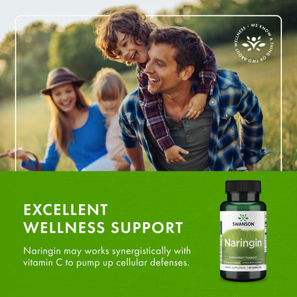Swanson Naringin 500 mg | 60 Capsules (4 Pack) – Grapefruit Bioflavonoid