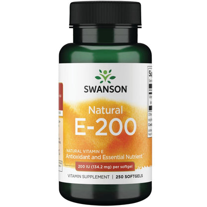 Swanson Natural Vitamin E 200 IU | Heart Health & Tissue Protection | 250 Softgels