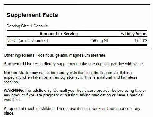 Swanson Niacinamide Vitamin B3 Supplement – 4 Pack, 250 mg Capsules (250 Count)
